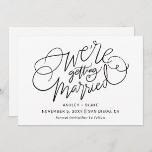 Save The Date Noir On se marie Simple Calligraphie