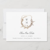 Save The Date Noir Or Blanc Classic Monogram Crest Mariage (Devant)