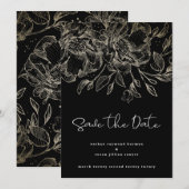 Save The Date noir orfèvres d'or en écriture moderne (Devant / Derrière)