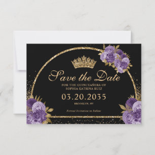 Save The Date Noir Plum Plum or Parties scintillant Floral Quinc