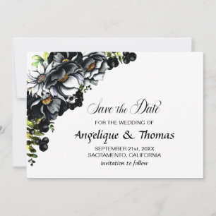 Save The Date Noir Rustique Mariage Floral Enregistrer La Date