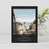 Save The Date Noir Simple Couple Photo Mariage Enregistrer La Da (Debout devant)