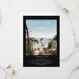 Save The Date Noir Simple Couple Photo Mariage Enregistrer La Da