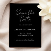 Save The Date Noir Simple Moderne Script Enregistrer La Date