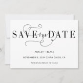 Save The Date Noir Stylé Simple Calligraphie manuscrite (Devant)