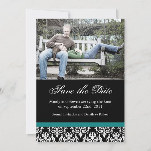 Save The Date Noir, Turquoise et blanc Enregistrer les dates (Devant)