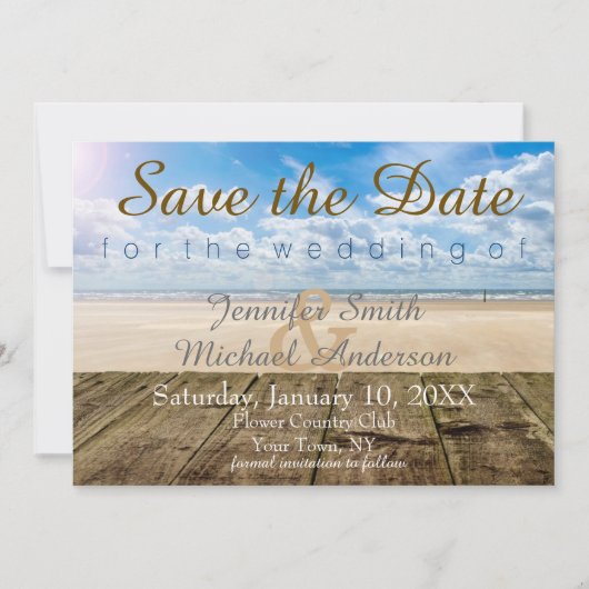Save The Date Nom complet Beach Rustic Dock Enregistrer la date (Devant)