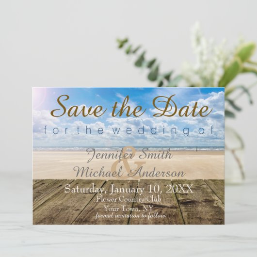 Save The Date Nom complet Beach Rustic Dock Enregistrer la date (Debout devant)