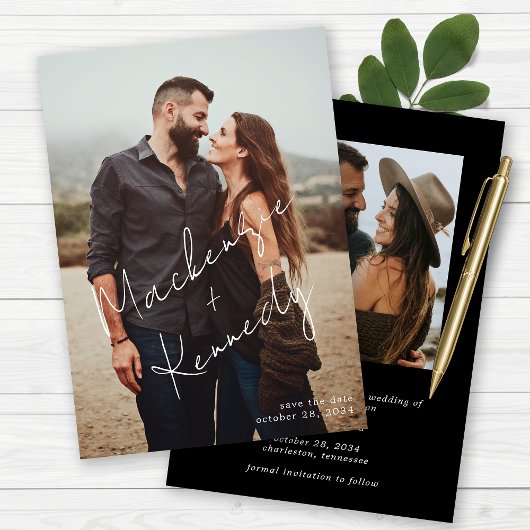 Save The Date Nom de script manuscrit Photo Enregistrer la date