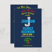 Save The Date Nom Marine Couleur Famille Réunion avec n'importe  (Devant / Derrière)