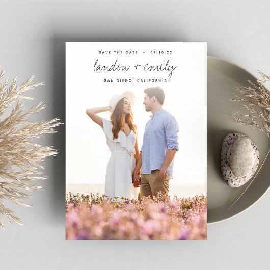 Save The Date Noms esquissés | Photo verticale