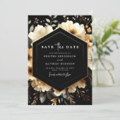 Save The Date Non Photo Chic Gold et Mariage noir (Debout devant)