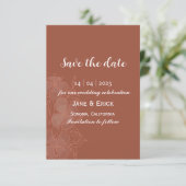 Save The Date Non Photo Couleur Terre Simple Florale (Debout devant)