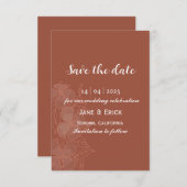Save The Date Non Photo Couleur Terre Simple Florale (Devant / Derrière)