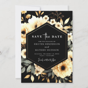 Save The Date Non-Photo Elegant Gold et Black Mariage