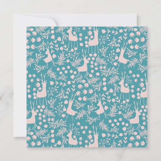 Save The Date Nordic Reindeer Floral | Blush on Teal Christmas (Dos)