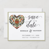 Save The Date Norvégien Mariage de coeur rousel (Devant)