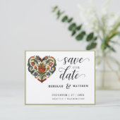 Save The Date Norvégien Mariage de coeur rousel (Debout devant)