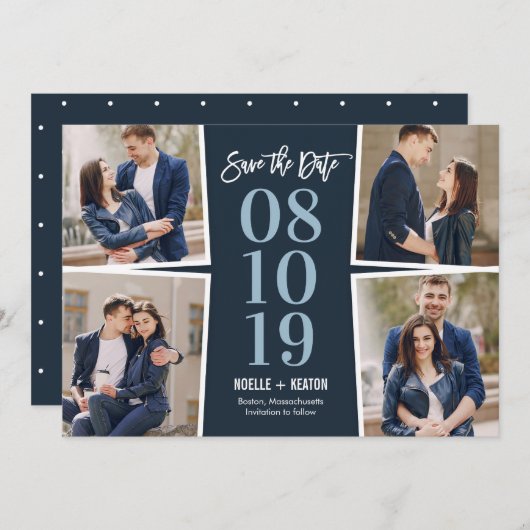 Save The Date Nos Moments COULEUR MODIFIABLE Enregistrer La Cart (Devant / Derrière)