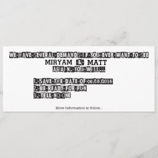 Save The Date Note de rançon - Enregistrer la date