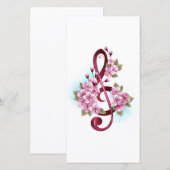 Save The Date notes de clé de sol musicales avec fleurs de Sakur (Devant / Derrière)