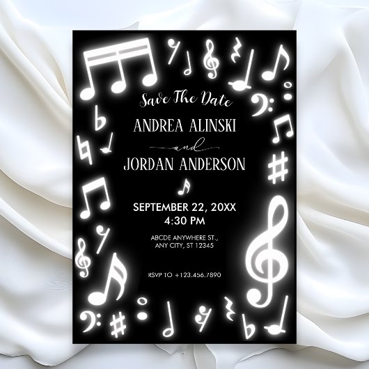 Save The Date Notes de musique éclairent Mariage