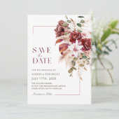 Save The Date Nothing Fancy, Just Love Burgundy & Blush Floral (Debout devant)