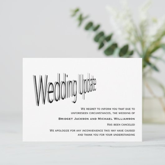 Save The Date Notification d'annulation du mariage (Debout devant)