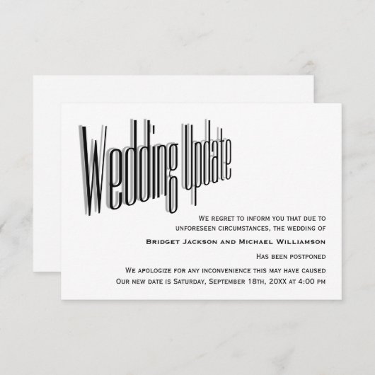 Save The Date Notification du mariage reportée (Devant / Derrière)