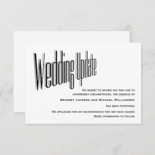 Save The Date Notification du mariage reportée (Devant / Derrière)