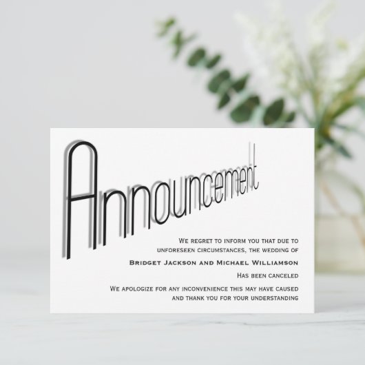 Save The Date Notification mariage annulée (Debout devant)