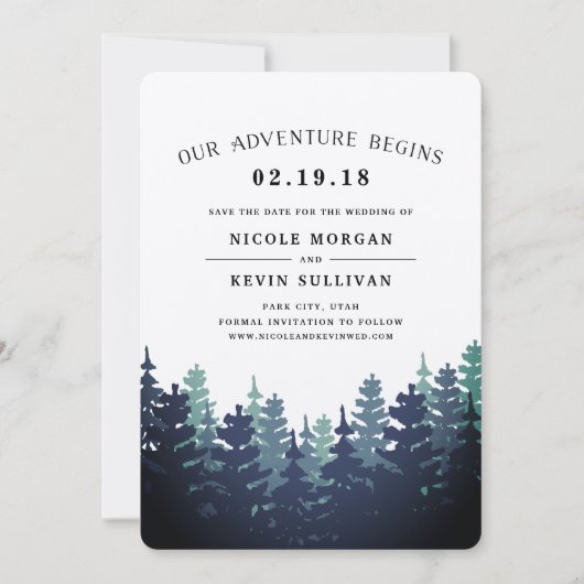Save The Date Notre aventure commence | Forêt d'hiver Enregistre (Devant)