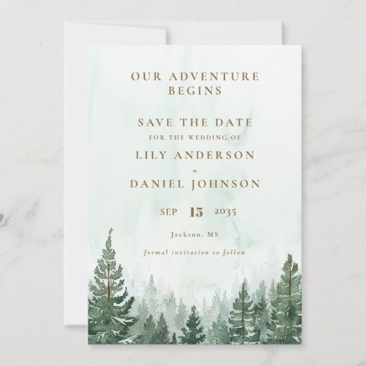 Save The Date Notre aventure Mariage rustique dans une forêt de (Devant)