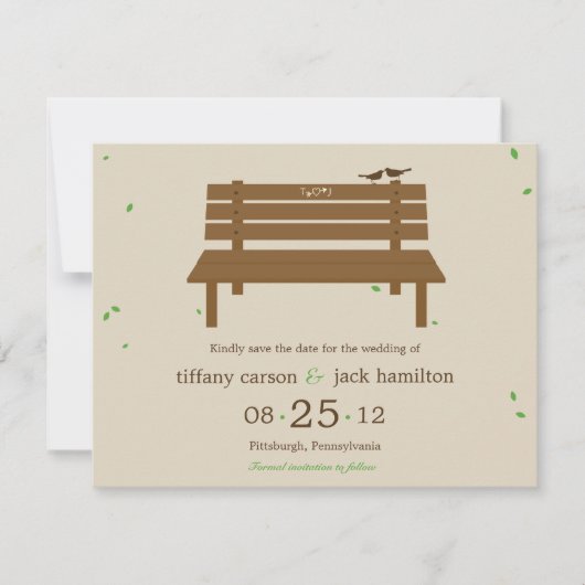 Save The Date Notre Banc Mariage Annonce Enregistrement Date (Devant)