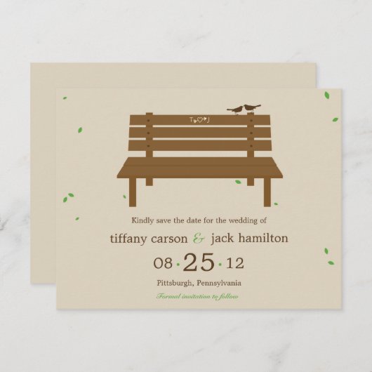 Save The Date Notre Banc Mariage Annonce Enregistrement Date (Devant / Derrière)