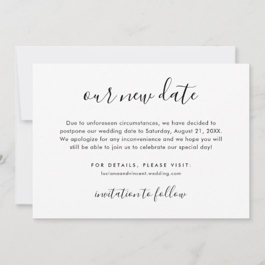 Save The Date Notre nouvelle date manuscrite script Mariage phot (Dos)