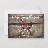 Save The Date Nous Attachons le Nœud Mariage Bois Rustique en Fo (Devant)