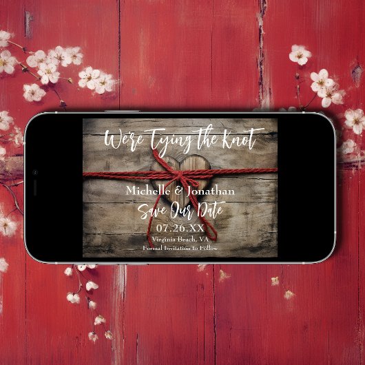 Save The Date Nous Attachons le Nœud Mariage Bois Rustique en Fo