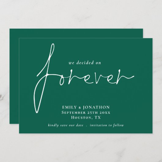 Save The Date Nous avons décidé sur Forever Emerald Enregistrer  (Devant / Derrière)