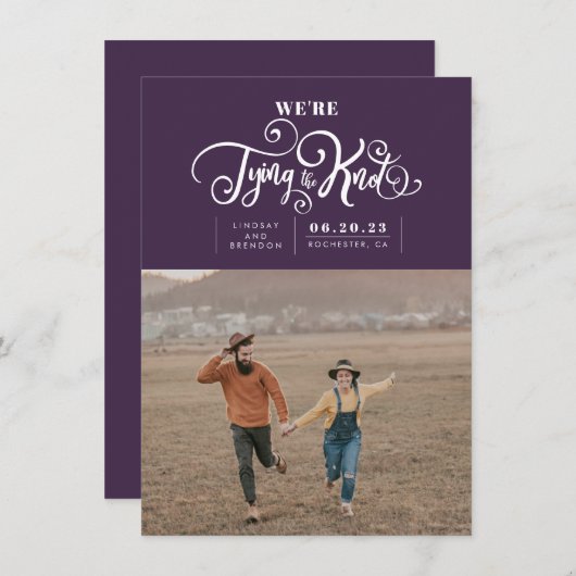 Save The Date Nous essayons le noeud moderne Enregistrer la phot (Devant / Derrière)