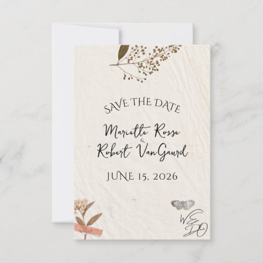 Save The Date NOUS FAISONS Fleurs pressées Mariage naturel et si (Devant)