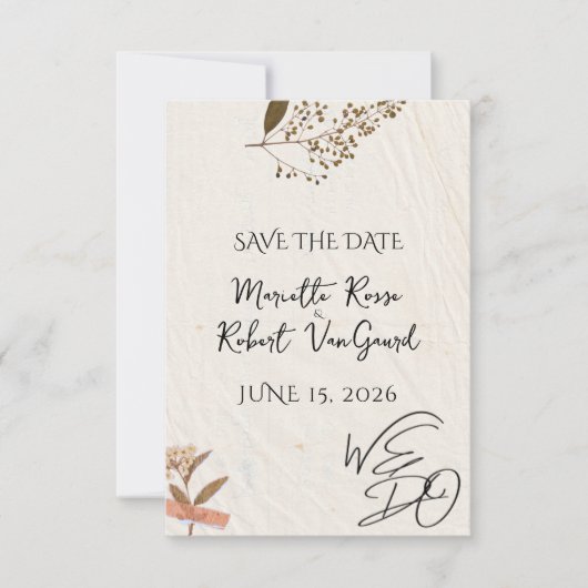 Save The Date NOUS FAISONS Fleurs pressées Mariage naturel et si (Devant)
