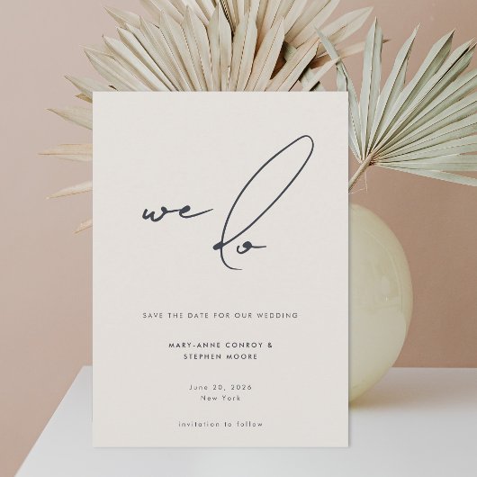 Save The Date Nous faisons Moderne Minimaliste Calligraphie Gris