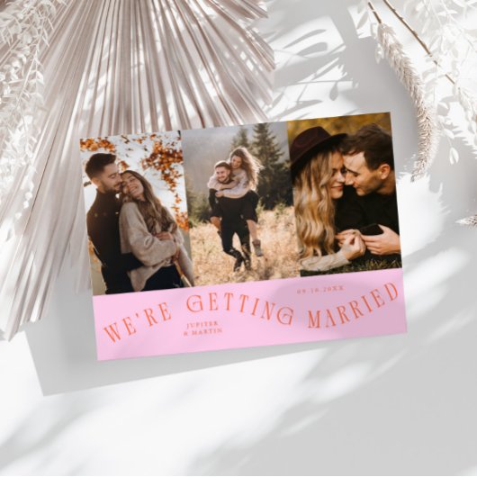 Save The Date Nous nous marions Multi Photo Orange Rose