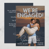 Save The Date Nous sommes des ballons argentés de fiançailles ph (Devant / Derrière)