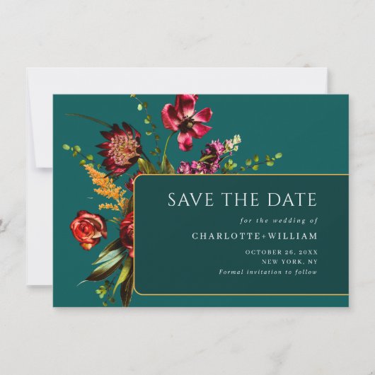 Save The Date Nouveau code QR de mariage Fleurs de jardin (Devant)
