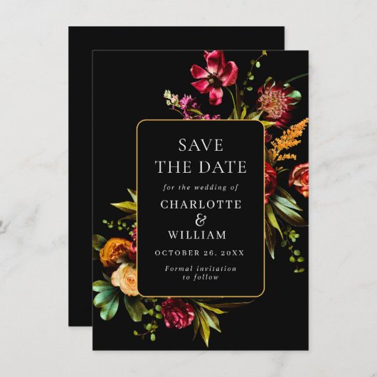 Save The Date Nouveau Code QR Mariage Fleurs Jardin (Devant / Derrière)