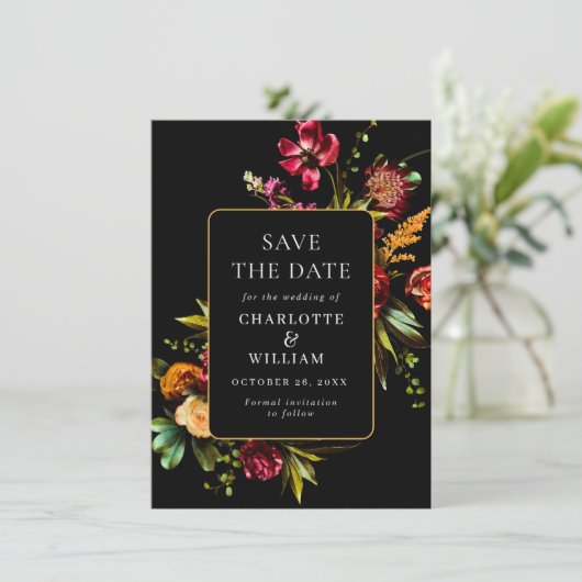 Save The Date Nouveau Code QR Mariage Fleurs Jardin (Debout devant)