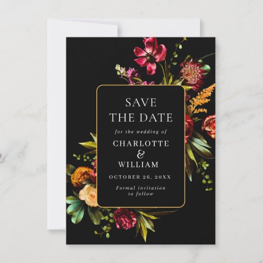 Save The Date Nouveau Code QR Mariage Fleurs Jardin (Devant)