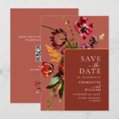 Save The Date Nouveau Code QR Mariage Fleurs Jardin (Devant / Derrière)